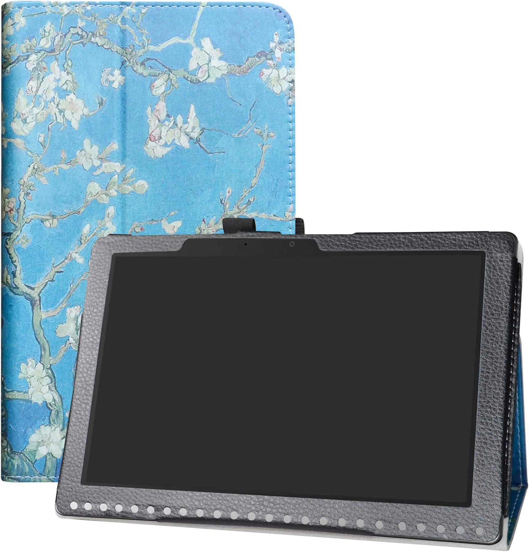 LFDZ Acer Iconia One 10 B3-A50 Case-Slim Folio Folding Stand PU Leather Cover for Acer Iconia One 10 B3-A50 10.1-Inch Tablet,Almond Blossom