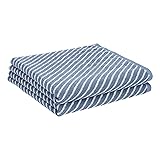 Amazon Basics Reversible Diagonal Stripe Jacquard Bath Towel - 2-Pack, Clear Skies / True Blue