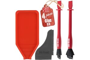 Sili Non-Stick Wood Glue Brush Silicone Applicator Kit | Comb/Squeegee Wood Glue Applicator & Tray | Reusable Small Brushes for Crafts, Arts & Hobby | Silicone Brushes for Woodworking