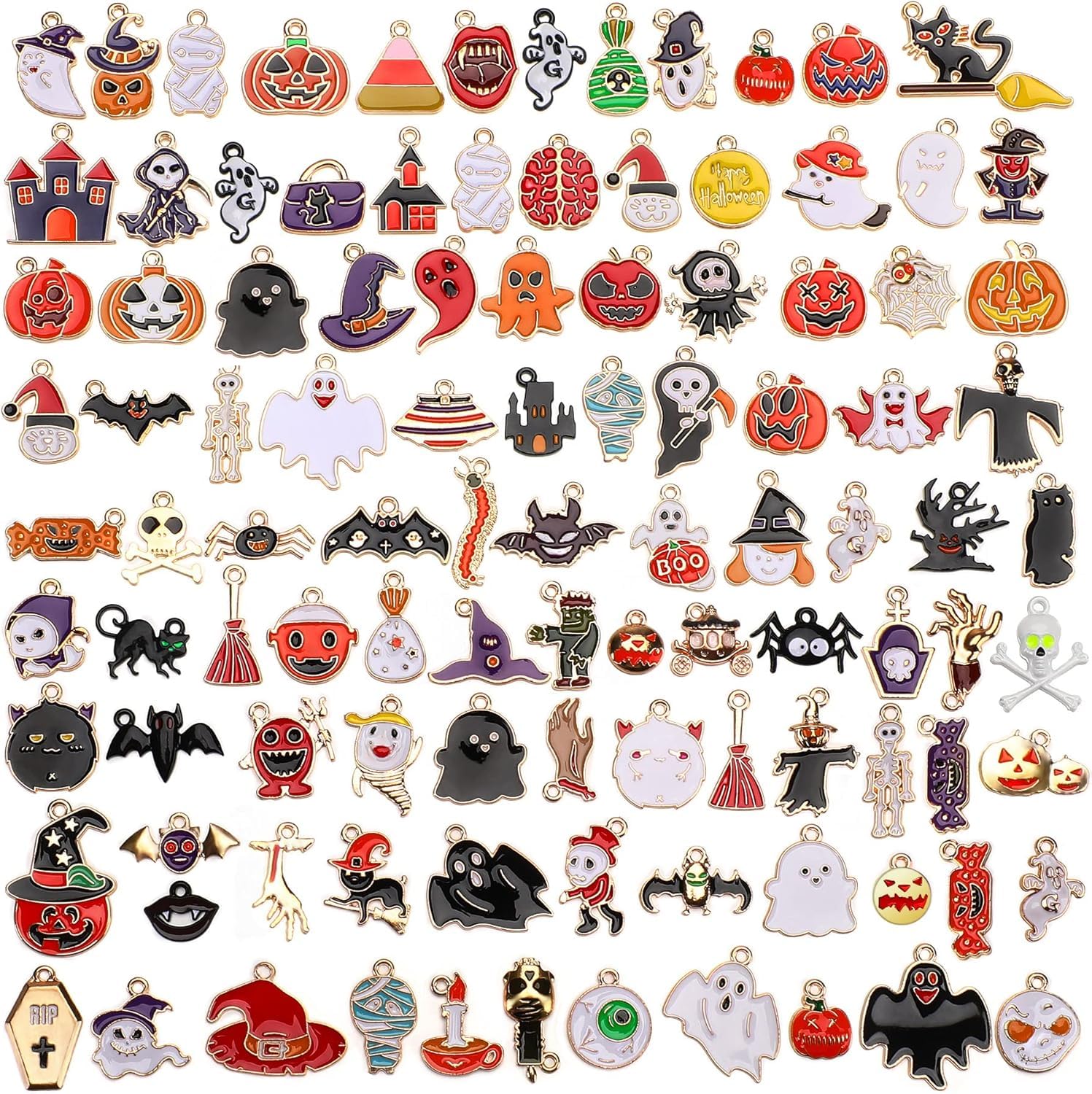 SANNIX 110Pcs Halloween Charms Gold Enamel Jewelry Making Charms for Halloween Bracelet Necklace Making and Decoration โ image 1