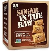 Sugar In The Raw, Turbinado Cane Sugar Packets, 25 Ct | Pure, All-Natural Turbinado Sugar, Non-GMO Project Verified, Kosher, Vegan and Gluten Free