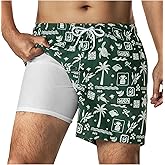 BRISIRA Mens Swim Trunks 5 Inch Compression Liner Beach Swim Shorts Bathing Suit Quick Dry 4-Way Stretch Pockets