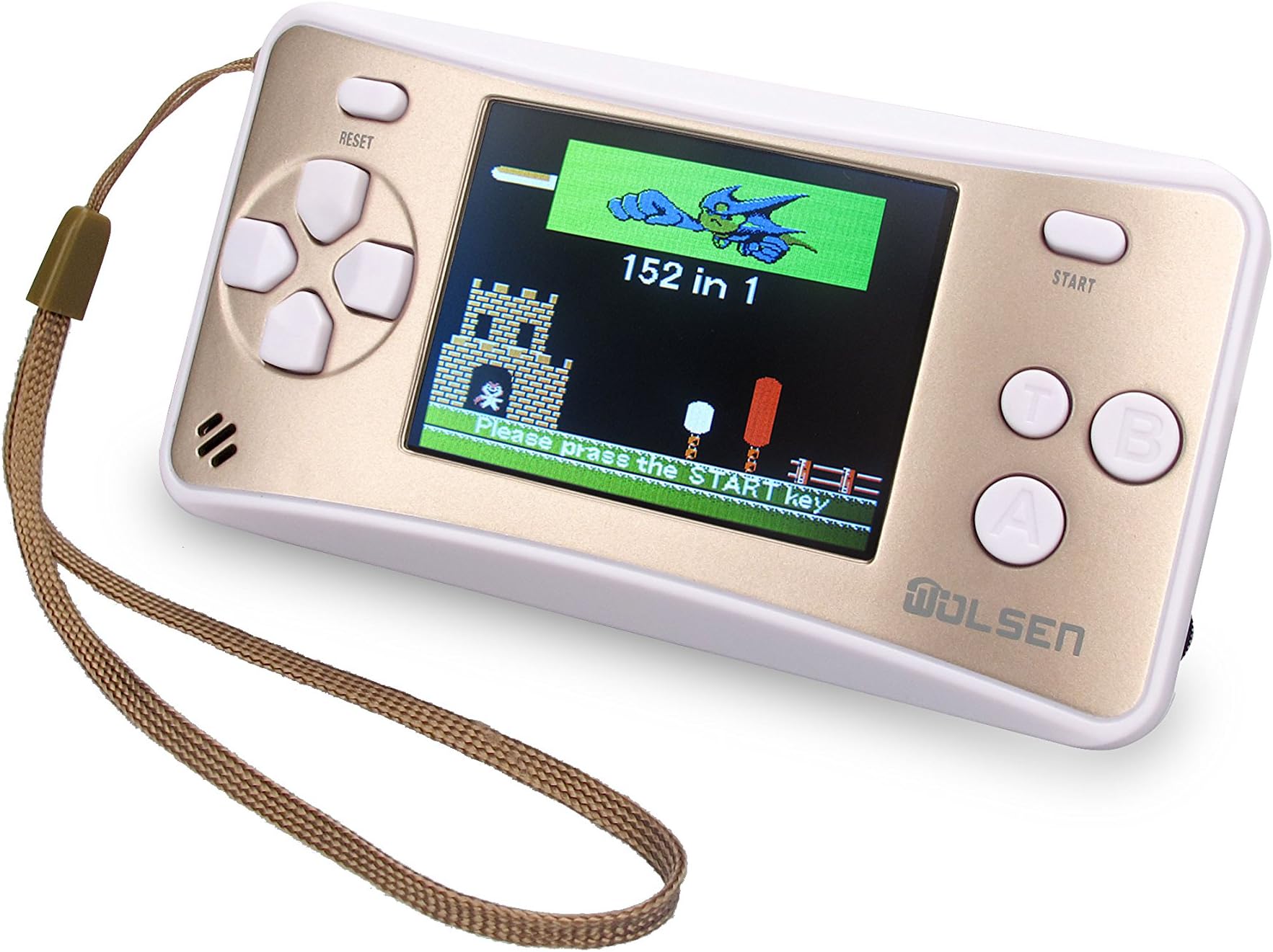 WOLSEN 2.5" LCD Portable Game Console Speaker 152 in 1 Games (3 X AAA)(Gold)