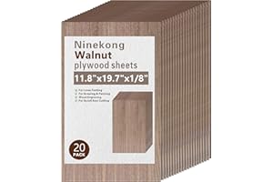 NINEKONG 20 Pack Black Walnut Plywood Sheets 1/8",11.8x19.7x1/8 inch Plywood Sheets,3mm Walnut for Laser Cutting,Laser Engraving Blanks,Thin Natural Unfinished Wood for Crafts,Wood Burning,Scroll Saw Cutting