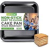 NutriChef 9" Nonstick Square Cake Pan - Heavy Duty Carbon Steel Baking Tray for Kitchen Oven - Bakeware for Cakes, Cookies, Brownies, & More - PFOS, PFOA, PTFE-Free, Dishwasher Safe