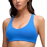 CRZ YOGA Butterluxe Racerback Sports Bras for Women - V Neck Supportive Padded Wireless Athletic Yoga Crop Top