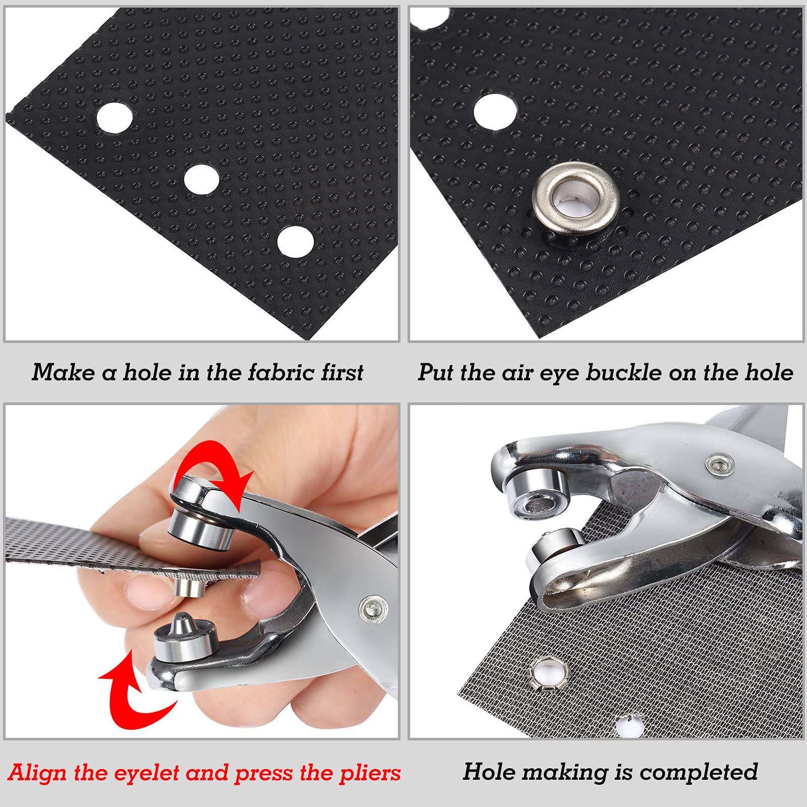 Mudder 301 Pcs Grommet Eyelet Pliers Tool Kit, Fabric Leather Hole Eyelets and Grommets Punch Pliers with 300 Metal Eyelets for Belt Shoes Cloths(1/4 Inch,Bronze)