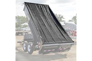 SUMORISE 7' x 14' Dump Trailer Tarp - Heavy Duty Dump Truck Tarp Cover with Pocket Reinforced Double Stitch Webbing Ripping T