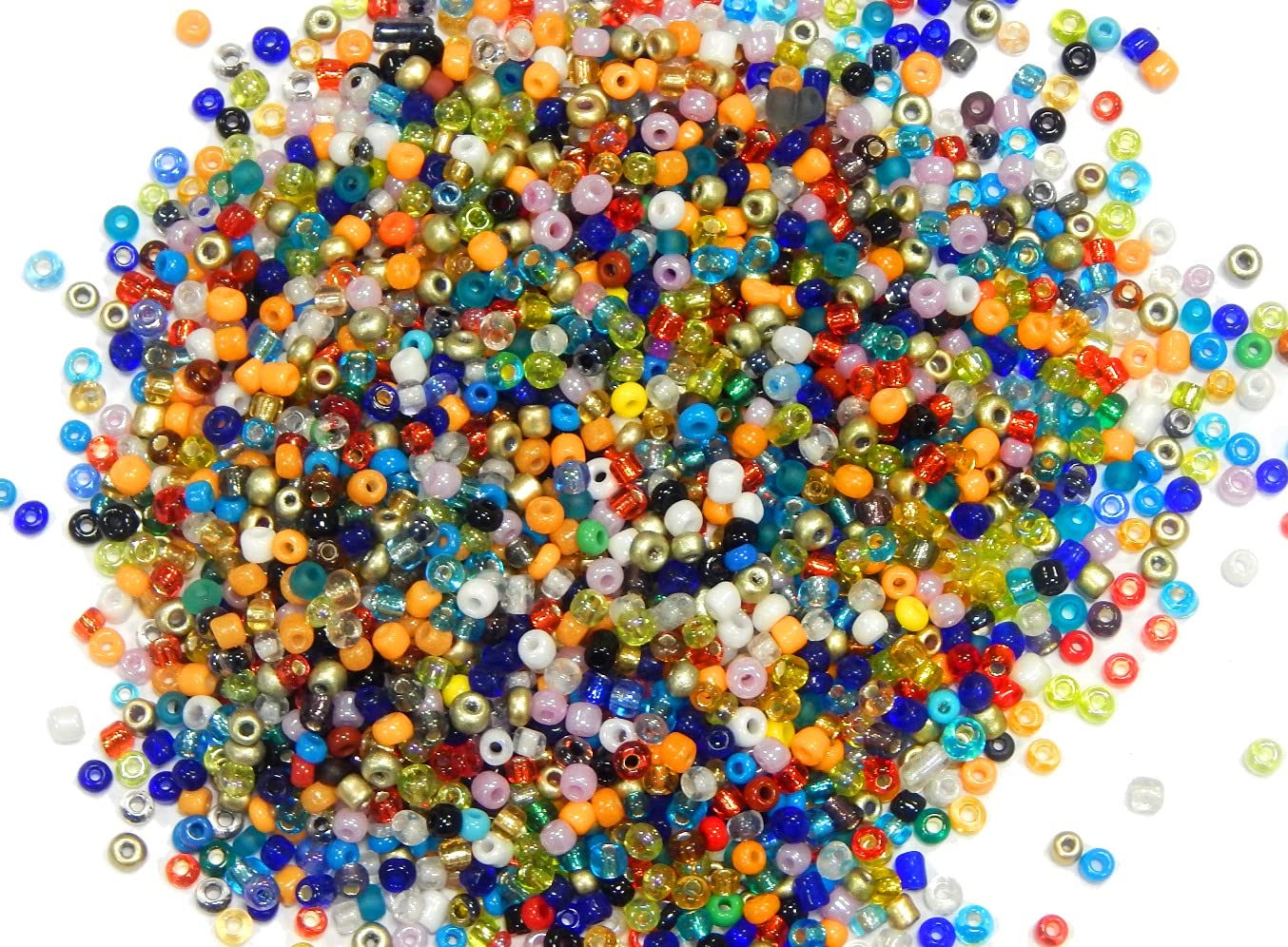 Pack of 3300 Glass Seed Beads 3 mm, Mixed Colour, 8/0, Pony Beads, Mini Round Beads, Seed Beads