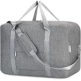 Carry on luaggage 22x14x9 Airlines Approved Foldable Carry on Bag Travel Duffel Packable Duffle Overnight for Women and Men 40L (Grey)