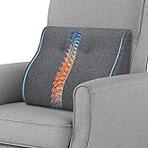 baibu Lumbar Support Pillow for Recliner, Large Memory Foam Dual-Layer Patent Design Back Support Cushion for Sofa & Gaming Chair, Ergonomic Lumbar Pillow with Machine Washable Cover, Dark Grey, 1P
