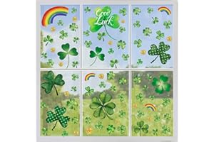 TROECE TT 120Pcs St Patrick's Day Window Decals, Good Luck Shamrock Window Decals, Glass Window Decals, St. Patrick's Day Home Decor and Party Supplies (Total 9 Sheets)