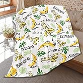 Funny Banana Throw Blanket,Banana Print Gift for Kids,Soft Warm Lightweight Plush Fruit Quilt for Bed Sofa Couch Car Room Decoration 50 x 40in for Child