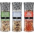Soeos Spice Seasoning Set of 3, 4.98oz(142g), With Integrated Grinders, Salt and Pepper Grinder Set, Pure and Fresh Perfect for BBQ Seasoning Gift Set, Grilling Spice, Herb, Spice & Seasoning Gifts