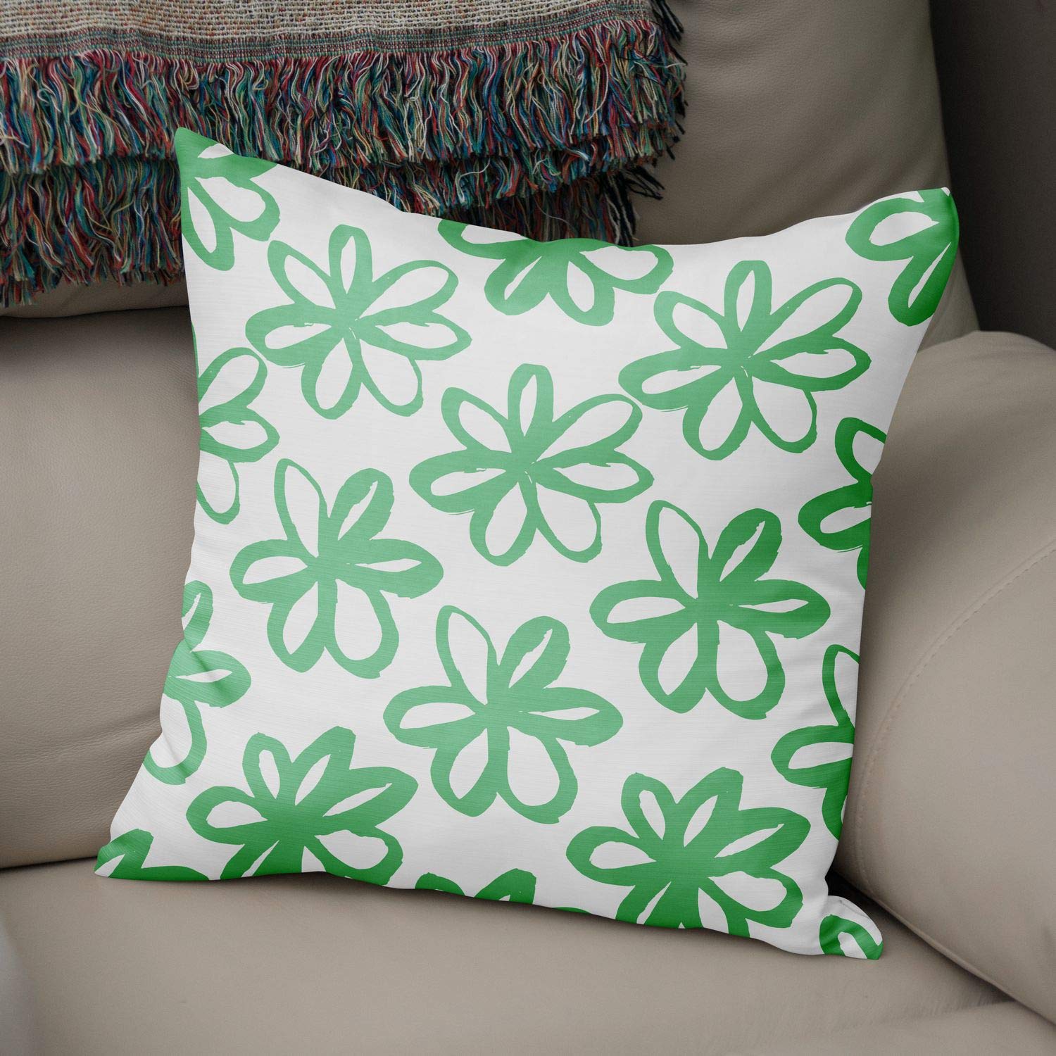 Bonamaison Decorative Cushion Cover Petrol Green & White, Throw Pillow Covers, Home Decorative Pillowcases for Livingroom, Sofa, Bedroom, Size: 50x50 Cm - Designed and Manufactured in Turkey