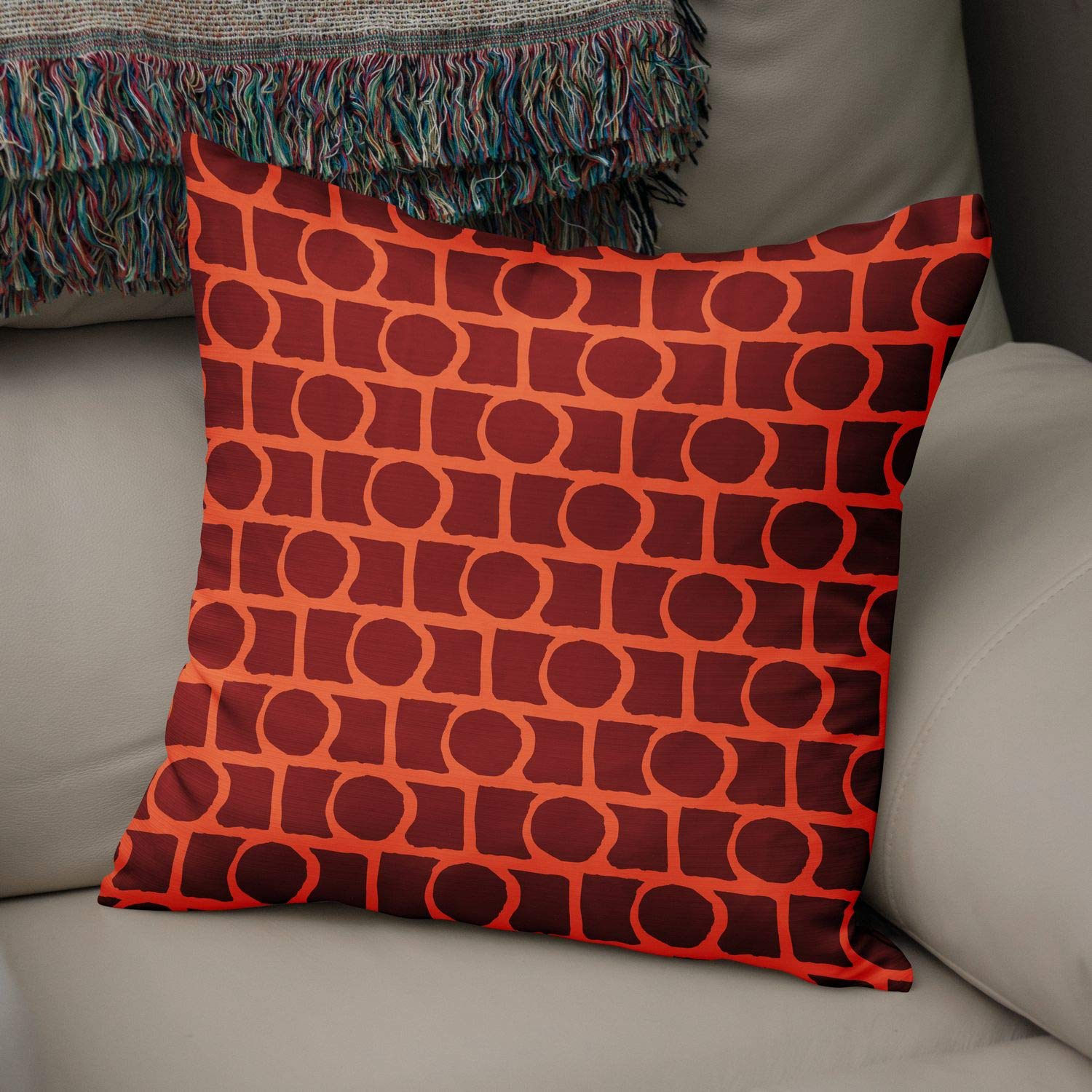 Bonamaison Decorative Cushion Cover Orange & Bordeux, Throw Pillow Covers, Home Decorative Pillowcases for Livingroom, Sofa, Bedroom, Size: 50x50 Cm - Designed and Manufactured in Turkey