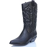 Soda Women Cowgirl Cowboy Western Stitched Boots Pointy Toe Knee High Reno-S