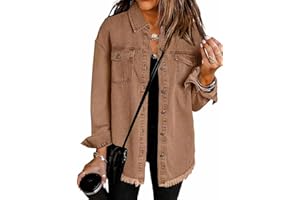 The Beauty North Denim Jacket Casual Denim Button Down Distressed Jacket Long Jean Jackets for Women