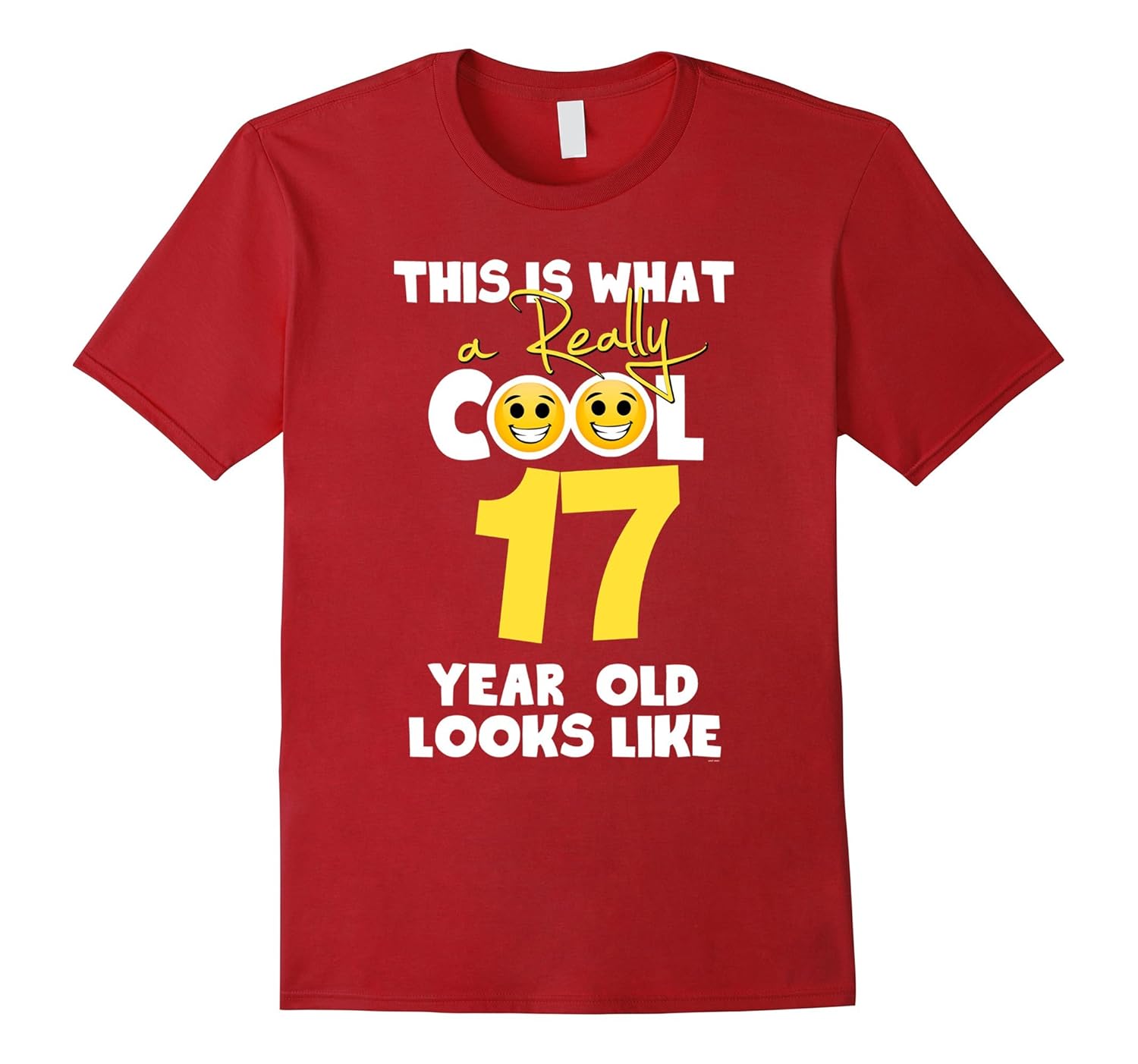 Kids emojicon 17th birthday gifts for 17 year old boys shirt