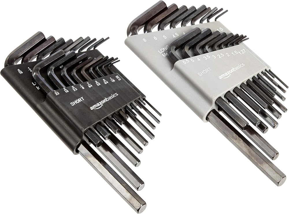 Amazon Basics 36-Piece Hex Key Set SAE Metric Inchs Chrome Vanadium