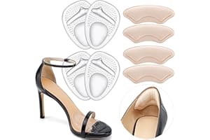 COMFOWNER Heel Cushion Pads,Ball of Foot Cushions,Metatarsal Pads for Women, Heel Grips Liners for Heel Pain Relief, Blisters,Friction, Non-Slip Shoe Inserts for Loose Shoes Make Shoes Fit Tighter (4Pairs)
