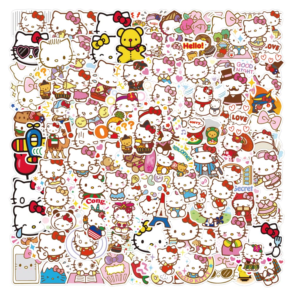 100pcs Kitty Stickers Die Cut Vinyl Sticker Variety Pack - Laptop, Water Bottle, Scrapbooking, Tablet, Skateboard, Indoor/Outdoor