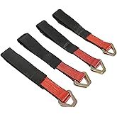 4 Pack 2"x 36" Tow Axle Strap Race Car Truck Wrecker Hauler Wheel Tie Down Strap with D Ring 10,000 Lb Combination Breaking Strength(Red)