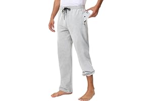 MIVEI Men's 30" 34" 36" Cotton Yoga Sweatpants - Athletic Casual Lounge Open Bottom Straight Leg Loose Pants Zipper Pockets