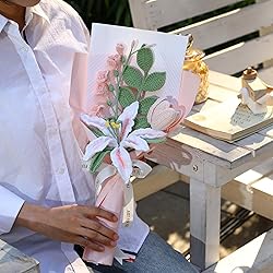 YOOJEE Crochet Flower Bouquet Ombre White Lilies