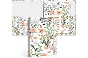 Lateefah 3 Ring Binder, 1 Inch Binder Organizer for Letter Size(8.5'' x 11'') with 5-Tab Dividers and Pockets, Portfolio Binder Cute Binder with Low Profile Clipboard for Office, School Supplies
