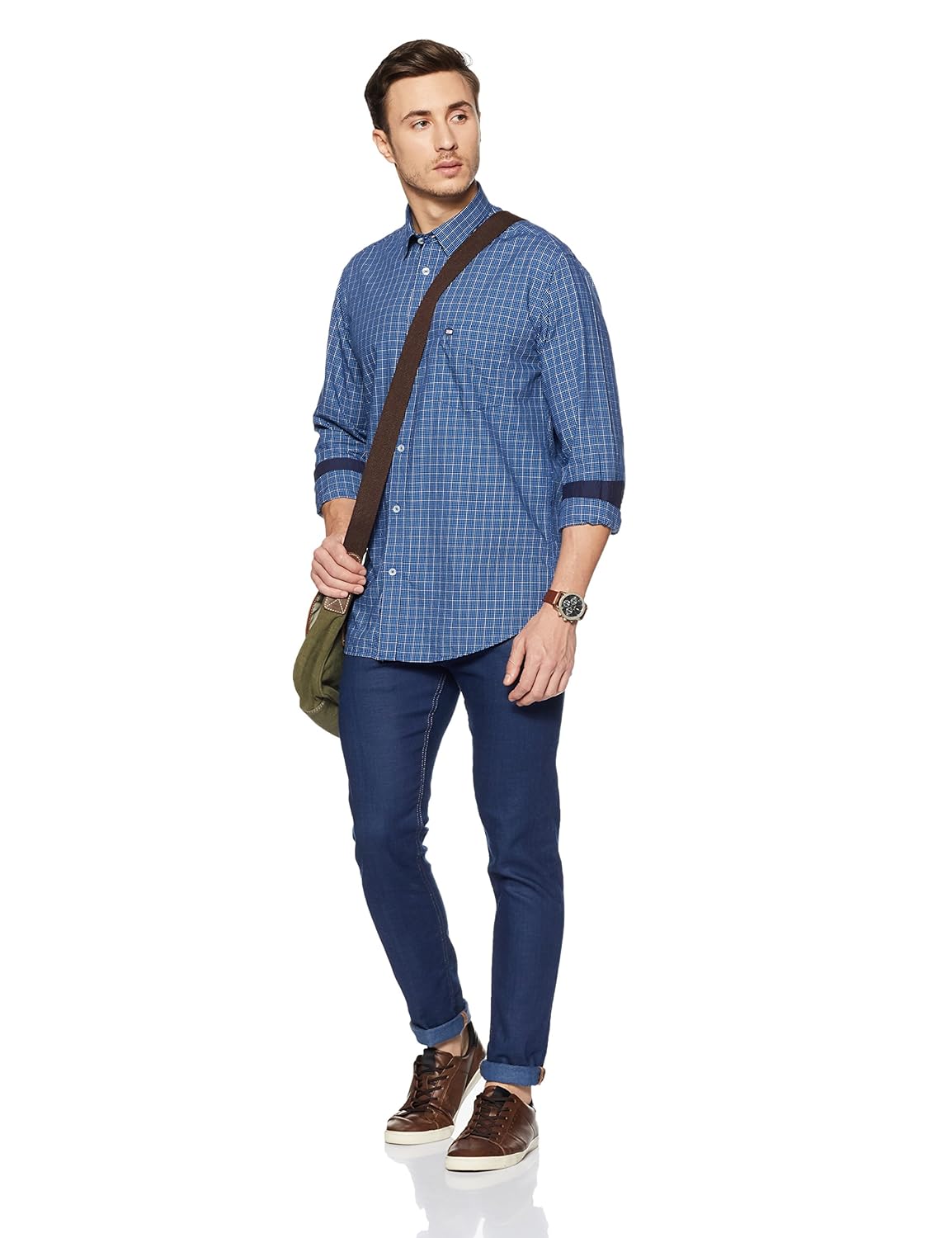 arrow sports men's checkered regular fit cotton casual shirt