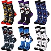 Glitopper 6 Pairs Mothman Socks Crew Adult Sock Novelty Cotton Crew Socks for Men Women Adult Ideas Family Friends Funny Christmas Father's Day Stuff Gifts
