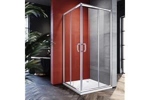 ELEGANT Corner Shower Door 36'' D. x 36'' W. x 72'' H, Framed Shower Enclosure with 1/4'' Clear Glass, Double Sliding Shower Door in Chrome Finish (Shower Base Not Included)