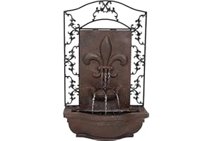 Sunnydaze 33" Outdoor Wall Water Fountain with Pump - Iron - French Lily - Electric