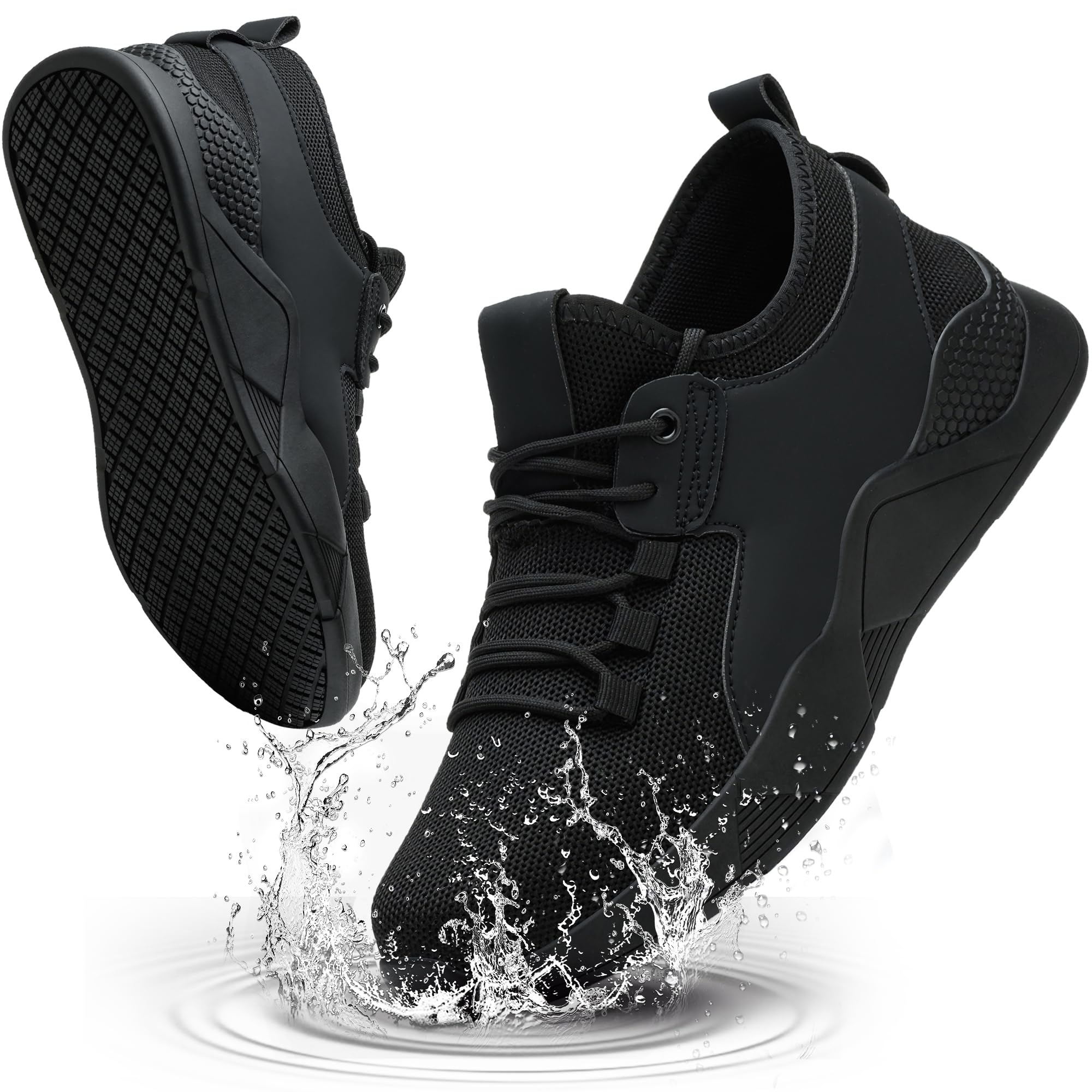 Photo 1 of **MINOR DAMAGE - USED**
ulogu Steel Toe Shoes for Men Women Puncture Proof Non Slip Waterproof Work Safety Sneakers Comfortable Construction Black Size 9 Mens