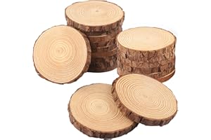18 PCS 5.5-6.3 Inch Natural Wood Slices, Unfinished Pine Wood Circles with Barks for Coasters, DIY Crafts, Christmas Rustic Wedding Ornaments and Centerpieces,by GNIEMCKIN