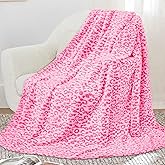 Warm Blanket Pink Soft Fleece Leopard Print Blanket Fuzzy Hot Pink Cheetah Print Throw Blankets for Bed Couch Sofa, Cozy Gifts for Women Mom Birthday Mothers Day 50x60 Inches