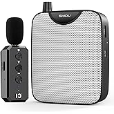 SHIDU 35W Power Voice Amplifier with Bluetooth Wireless Lavalier Microphone, Portable Teacher Mic with Speaker Personal Clip On Microphone System for Teacher Meeting Training-M500 (Black)
