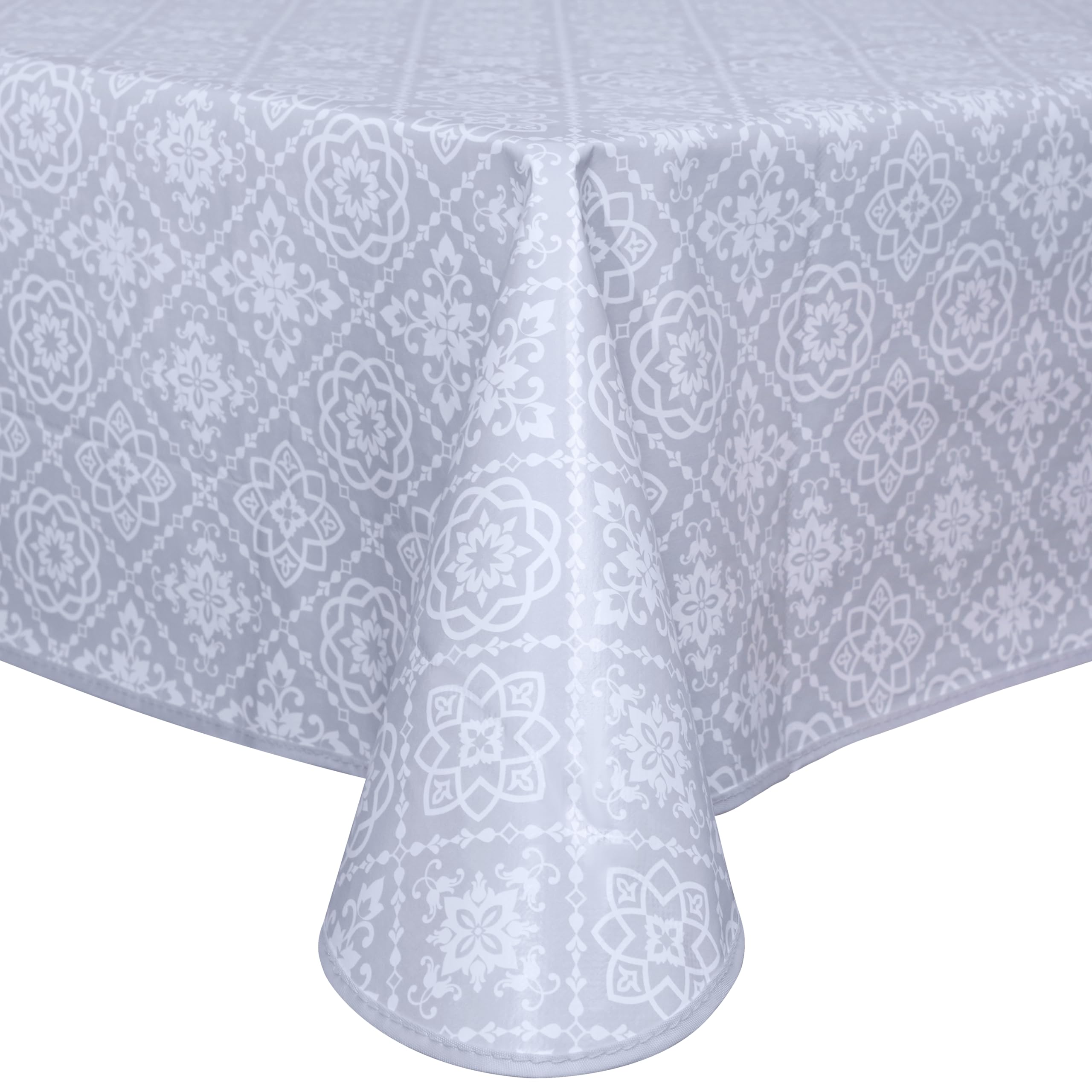 Home Direct Rectangular Oilcloth PVC Wipe Clean Wipeable Tablecloth Table Cover 140cm x 200cm 55x78 Light Grey
