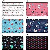 Reginary 6 Pcs Christmas Nurse Gift Cosmetic Bag Bulk Female Nursing Appreciation Makeup Zipper Toiletry Bag Funny Travel Pouch Birthday Gift for Women(Bright Style)