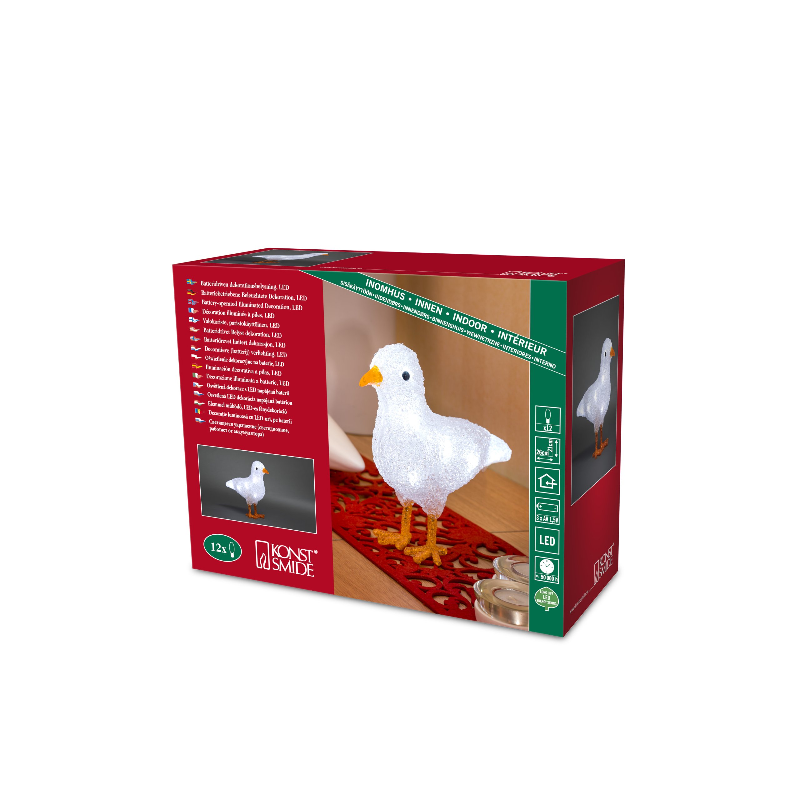 Konstsmide 6179-203 LED "Bird" / For Indoor Use (IP20) / Battery Operated: 3xAA 1.5V (excl.) / 12 Ice White Diodes