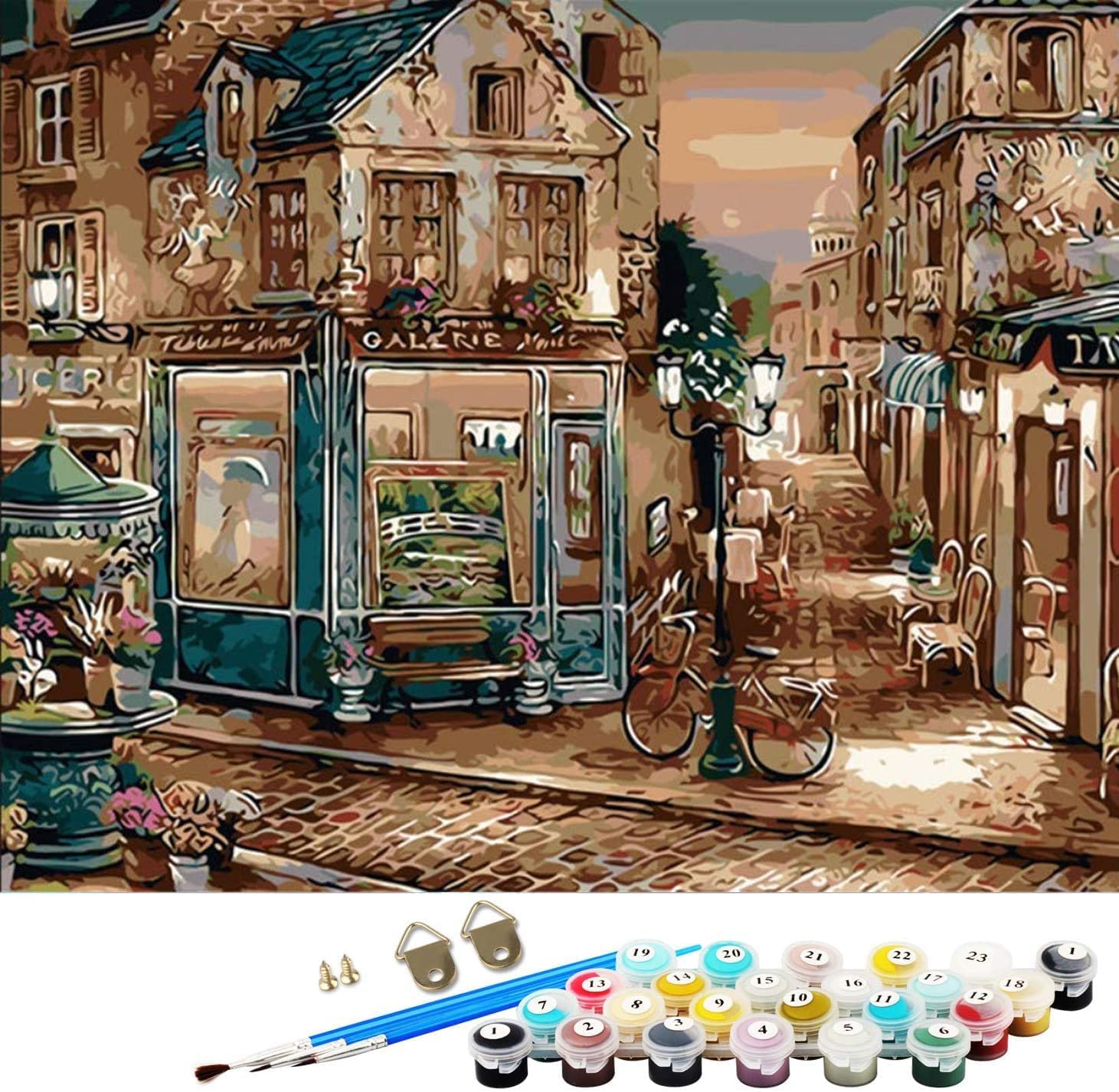 Paint by Numbers for Adults Beginners, ABEUTY Paint by Numbers City Street Street Lamp 16x20 inches Number Painting Wall Art