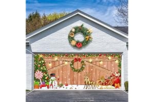 REDNOW 7 x 16 ft Christmas Garage Door Banner Decorations,Christmas Double Garage Door Cover,Hanging Banner Large Christmas Backdrop Decoration for Outdoor Indoor Home Holiday Party Photo Wall Background