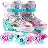 SHDSL Girls Roller Skates for Kids Beginners 4 Size Adjustable Roller Skates, Light UP 8 Wheels for Girls Roller Skate Fun Illuminating Roller Skate for Kids Girl Boys patines para niñas