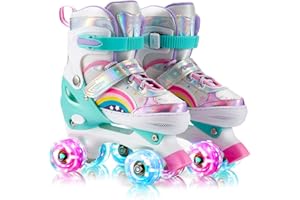SHDSL Girls Roller Skates for Kids Beginners 4 Size Adjustable Roller Skates, Light UP 8 Wheels for Girls Roller Skate Fun Illuminating Roller Skate for Kids Boys patines para niñas