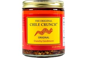 CHILE CRUNCH - Original Spicy Crunchy Condiment - All Natural Roasted Chili Peppers, Garlic & Onion Crisp Sauce - Vegan, Gluten-Free, No Preservatives - Homemade Authentic Mexican Recipe 5.5oz (1 Pack)