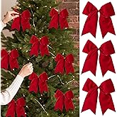Ohapishop 15 Pcs Velvet Bows for Christmas Tree - 6 Inch Vintage Velvet Ribbon Christmas Bows for Gift Wrapping Xmas Tree Topper Bow Ornaments for Garland Wreath Bows Decor (Red)