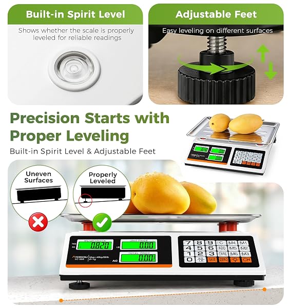 ATOGOU 1G RESOLUTION PRICE COMPUTING SCALE WITH DUAL-SIDED DISPLAY, 88LB COMMERCIAL FOOD KITCHEN SCALE WITH PRESET PRICE KEYS, PLUG-IN OR RECHARGEABLE,FOR PRODUCE, FARMERS MARKETS, MEAT(NOT FOR TRADE)