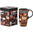 Topadorn Coffee Ceramic Mug Porcelain Latte Tea Cup With Lid in Present Box 17oz,Novelty Coffee Mugs for Men Women Office & Home Cinema