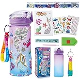 Toys for 4-6-8-10-13 Year Old Girls Kids, Decorate Your Own Water Bottle Kits for Girls, Mermaid Gem Diamond Painting Arts an